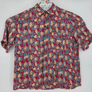 Vintage Marla Duran Shirt Mens Small Short Sleeve Rayon Button Up Geometric